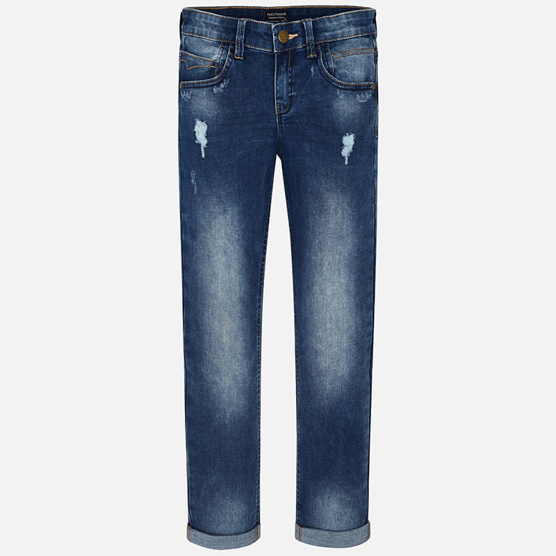 MAYORAL 6530 Spodnie długie jeansowe dla chłopca z przetarciami