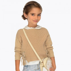 MAYORAL 3301 Sweter z ozdobnymi tasiemkami dla dziewczynki